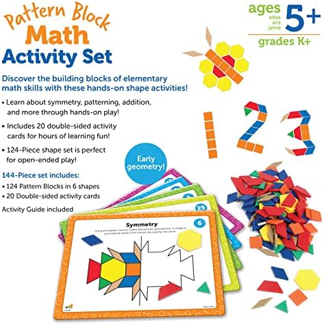 Learning Resources Pattern Block Math Activity Set - 144 Pieces, Age 5+, Educational Kindergartner Games, Fine Motor Skills - Image 5