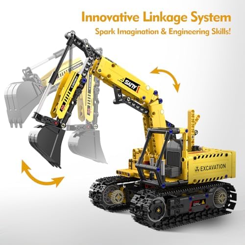 Resosese 5 in 1 Building Toys STEM Robotics Kits - Remote-Controlled Excavator Engineering Kit for Kids Age 6 7 8 9 10 11 12-14 with 555 Pieces，DIY Educational Science Kits Gift for Boys & Girls - Image 5