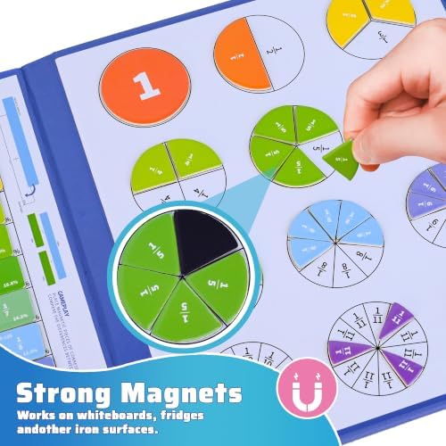Magnetic Fraction Playbook 164 Pcs Tiles Circles Manipulatives Toy for Kids - Image 2