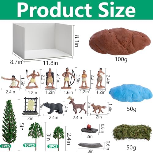 33 Pcs Native American Figurines Diorama Box Kit, Indian Figures Toys Model Diorama Project Set, American Indians Action Figurines Dioramas Supplies for DIY Crafts Historical Education School Project - Image 2