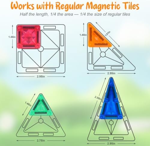 Bmag 100PCS Mini Magnetic Tiles Building Set with 2 Mini Cars - Image 7