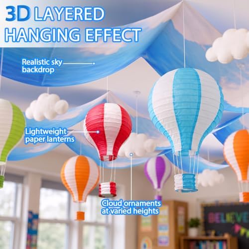 46 Pcs Hot Air Balloon Ceiling Decoration for Classroom Hanging - Image 3