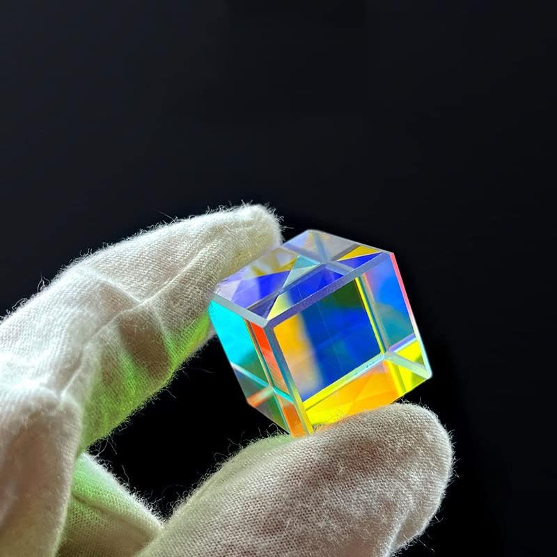 K9 Optical Crystal Glass Polyhedron RGB Dispersion Prism, 20mm, for Physics, Photography, Desktop Decoration (Cube with Box) by NYJLGD