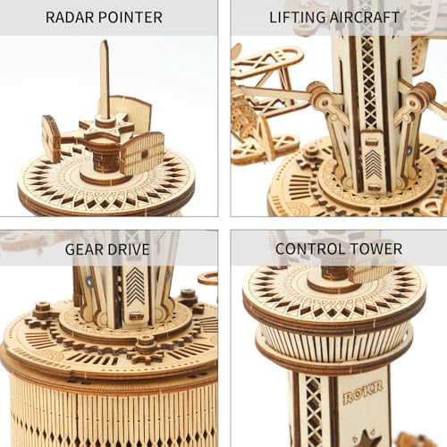 ROKR 3D Wooden Puzzle Mechanical Music Box,DIY Aircraft Model Kits to Build,Best Toy Gift for Teens,Adults on Birthday,Decoration for Room - Image 5