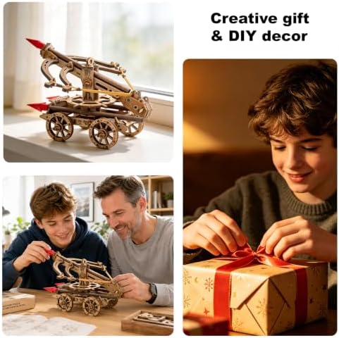 3D Wooden Puzzles for Adults, DIY Ballista Mechanical Wooden Assembly Kit - Image 4