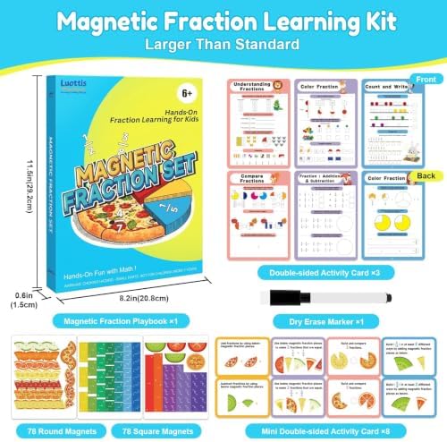 Larger 11.5" Magnetic Fraction Playbook - Montessori Math Manipulatives - Image 2