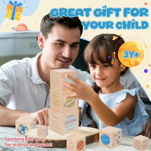 Wooden Solar System Nesting & Stacking Blocks, Planets Toy for Kids 3-5 - Image 7