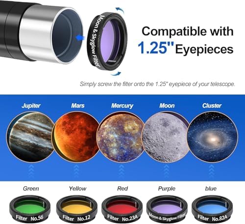 HSL 150EQ Astronomical Reflector Telescope for Adults high Powered,150mm Aperture Professional Telescopes for Adults Astronomy,Comes with 5 Color Filters Set and 3X Barlow Lens Black - Image 2