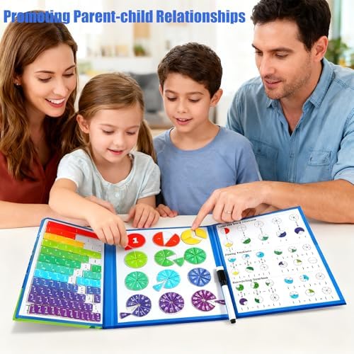 Magnetic Fraction Playook for Kids with 152 Pcs Fractions Magnets Tiles and Disc Set, Math Demonstration Book Learning Toys Fraction Manipulatives for Toddlers - Image 6