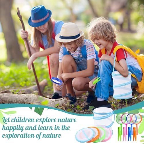 8 Sets Mini Butterfly Cage for Kids with Magnifier and Tweezer Butterfly Catching Kit Outdoor Explorer Kit Butterfly Habitat Net Insect Mesh Cages Butterfly Enclosure Bug Pop Terrarium up - Image 6