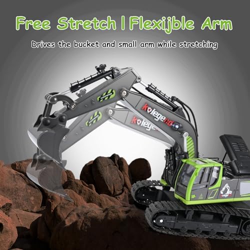 kolegend Remote Control Excavator Toy 16 Inch, 11 Channel RC Construction Vehicles Hydraulic Haulers Digger Toys Gift for 6 7 8 9 10 Years Old Kids Boys - Image 6