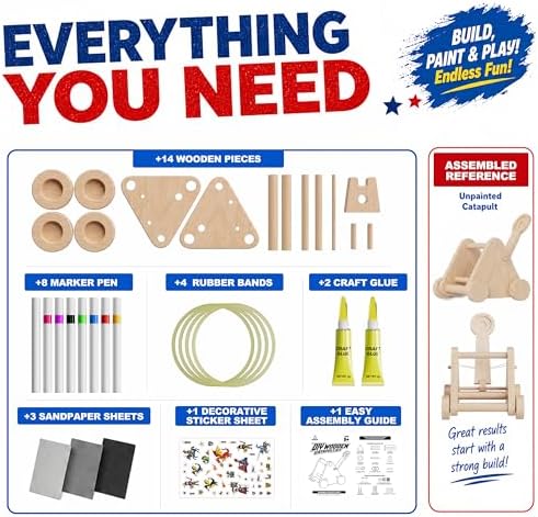 Wooden Catapult Crafts Kits for Kids Age 5-12, Painting and Building DIY - Image 2