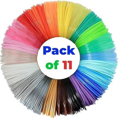 NFIL3D 11Colors 180 Feet Multicolor Filament of 3D Pen 16.4 Feet Each | 3D Pen Filament | 3D Pen Refill | Compatible with All 3D Pens | 1.75mm | (Set of 10Pcs) + 1Free (Pack of 11) by NFIL3D