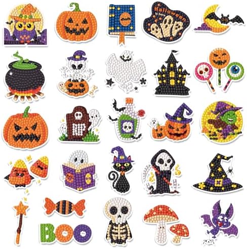 Labeol Diamond Art Kits for Kids Boys and Girls Ages 6-8-10-12 Easy to DIY Creative Diamond Art Sticker Craft by Numbers Kits for Kids and Adult Beginners (Halloween) by Labeol
