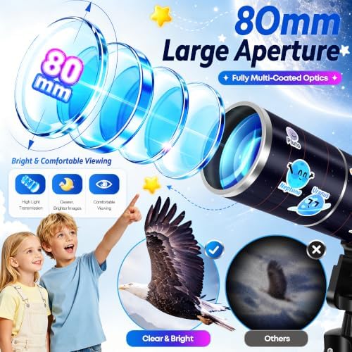 80mm Portable Telescope Kit for Adults & Kids with Pop-Up Tent - Image 3