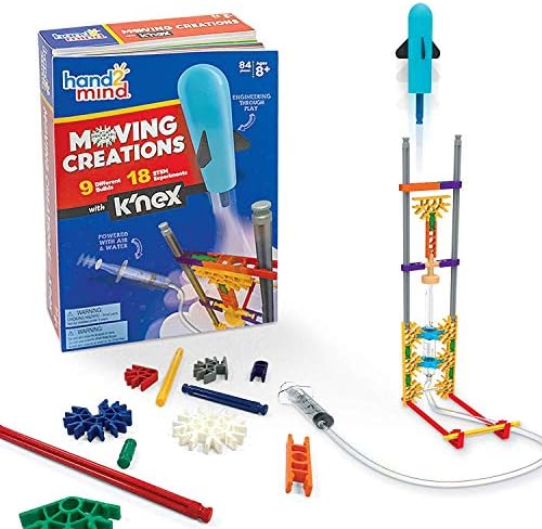 hand2mind Moving Creations with K'NEX, Book and Building Kit for Kids Ages 8-12, 9 Models & 18 Science Experiments, Explore The Science of Air and Water, Homeschool Science Kits by hand2mind