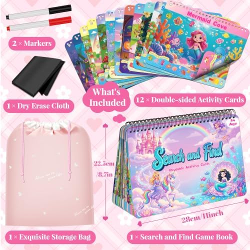 Elfew Search and Find Reusable Activity Book for Girls 3-5, 4-8 - Image 2
