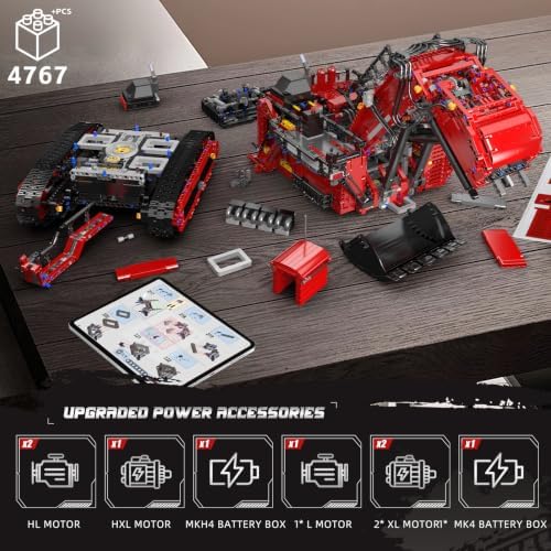 Mould King 17071 RC Excavator Building Set for Adults, 4767 Pieces Truck Construction Vehicle Model, APP Remote Control Truck with Engines, STEM Engineering Toys - Image 5