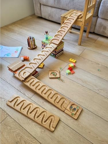 Marble Run Track Race Personalized Wooden Maze Board Ball Run Course Gift for Kids Run Race Winding Track Roller (Set of 4) - Image 6
