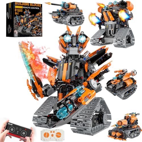 STEM Building Toys for Kids 6-14, 5in1 STEM Robot Building Kit for Kid, Remote & APP Controlled Tank Bulldozer Robot Building Blocks Set Birthday Xmas Gifts Ideas for Boys Girls (689PCS) by Unknown