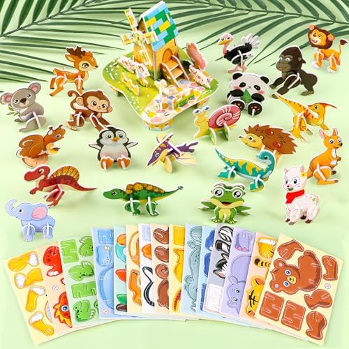 FOIMAS 3D Puzzles for Kids,31 Pack Educational Puzzle Farmhouse Animal Puzzle Dinosaur for Kids Classroom Prize Gifts Party Favor Supply - Image 2