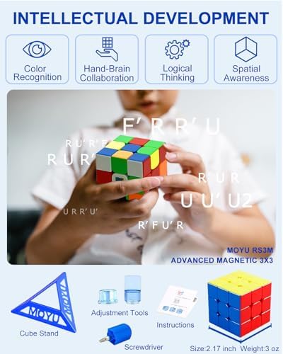 CFMOUR Magnetic 3x3 Speed Cube, Stickerless Magic with Stand, 48 Magnets - Image 4