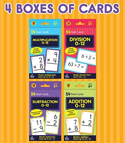 Carson Dellosa Addition, Subtraction, Division, and Multiplication Flash Cards, 4 Sets of Flashcards, Math Games for Kids 8-12, 3rd Grade Mathematics and Up (Pack of 12) - Image 2
