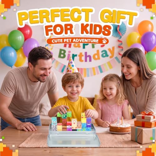 Pocket Cubes Magnetic Blocks & Magnetic Tiles, 35 PCS Voxel Star Team Pet Building Cubes Set, STEM Construction Toys for Kids Ages 4-8, Mini Travel Toys for Toddlers 3-5, Montessori Sensory Gifts - Image 6
