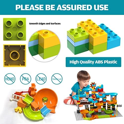 JIXIn 3in1 Marble Runs for Kids 4-8/Building Blocks Compatible with LEGO DUPLOS for Age 3-5/Marble Run for Kids Ages 3-5 STEM Toy Set with 164 Pcs Classic Big Block/Gift Toys for Kid Ages 3 4 5 6 7 8+ - Image 5