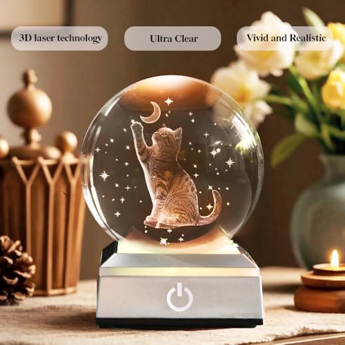 Cat Crystal Ball Lover Gifts for Women 80mm Cat Themed Gifts for Daughter - Image 3