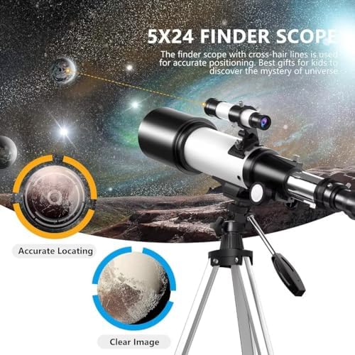 Astronomical Telescope, 70mm Aperture 400mm AZ Mount Refracting Telescope Beginners with AZ Mount Tripod Phone Adapter & Carrying Bag - Image 2