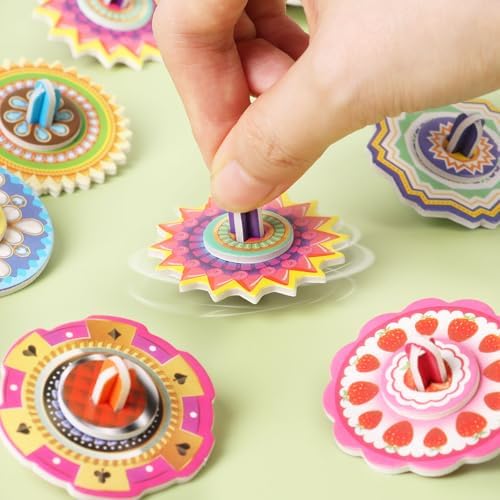 CCINEE 30 Pack Mini Paper Spinning Top Puzzles for Kids - Image 2