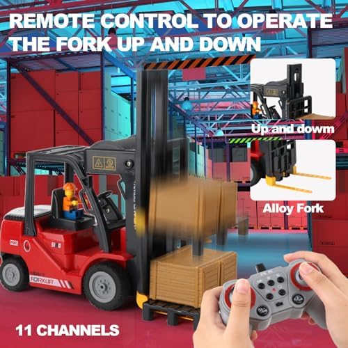 1:24 RC Forklift with Trailer, 2 in 1 RC Construction Vehicles for Kids - Image 5