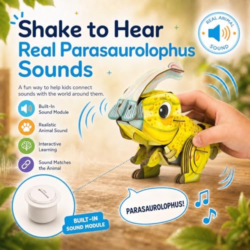 MierEdu Build 'N' Sound 3D Puzzle for Kids, Animal Puzzle with Sound Module, Educational STEM Craft Kit, FSC Paper Model Building Toy Gift for Ages 6+ - Image 2