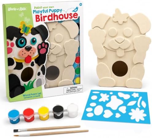 Works of Ahhh... Craft Set - Playful Puppy Birdhouse Classic Wood Paint Kit - Image 2