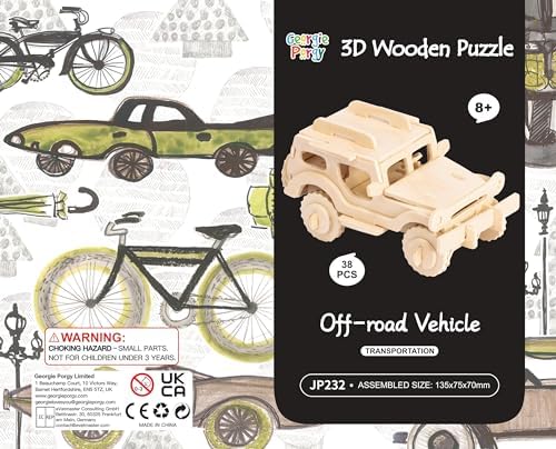 Georgie Porgy 2 Packs 3D Wooden Jigsaw Puzzle Set for Kids, Wooden Car Brain Teaser Puzzles Woodcraft Construction DIY Kits for Birthday STEM Gifts Educational Toys for Boys Girls (Car Pickup) - Image 6