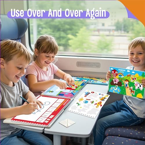 SpriteGru Sticker Activity Pad, 30 Different Scenes & 100+ Reusable Stickers, Dry Erase Brain-Boosting Puzzle Activities Book for Kids, Educational Toy for Road Trip, Airplane & Car Travel - Image 7