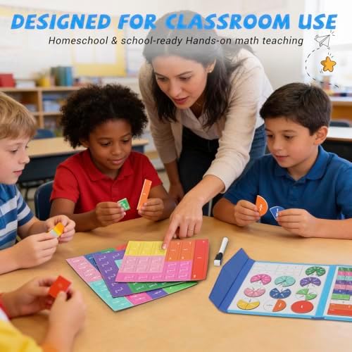 Magnetic Fraction Demonstration Book, Magnetic Fraction Educational Puzzle with Tiles & Circles, Interactive Magnetic Math Learning Kit for Kids - Image 6