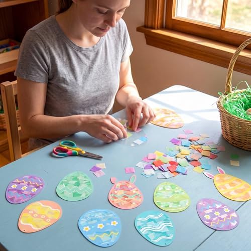 Renbuzhu 48PCS Easter Crafts Bulk: Eggs Paper Suncatchers DIY Kit for Activities Decorations, Window Stained Glass Effect Art Ornaments - Image 6