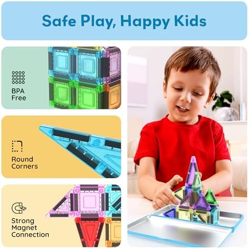 PicassoTiles Magnetic Tiles 30pc Nano Building Construction Set Compact Mini Travel Magnet Tile Playset with Tin Storage Case STEM Educational Learning School Brain Toy Blocks Boys Girls Ages 3+ PN09 - Image 6