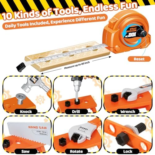 Kids Tool Set, Toddler Tool Box, Toy Drill, Construction Toys for Ages 3-5 - Image 5