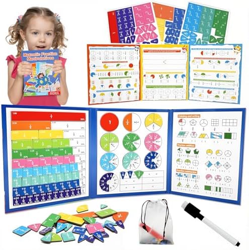 Magnetic Fraction Book Tiles Circles Manipulatives Toy for Kids by Bresdim