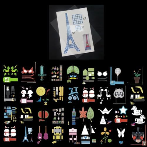 40 Patterns 3D Printer Drawing Molds Paper Stencils for 3D Printing Pen,Painting Graffiti Template Printing Paper for 3D Pen Kids DIY Gift,Animal Vehicle Sword, with a Transparent Board Plate by WelyHM