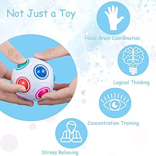 Vdealen Magic Rainbow Puzzle Ball, Fidget Ball Puzzle Brain Teaser Fidget Toy for Boys & Girls- Birthday Party Easter Valentines Christmas Stocking Stuffers for Kids Teen & Adults(Off White) - Image 3