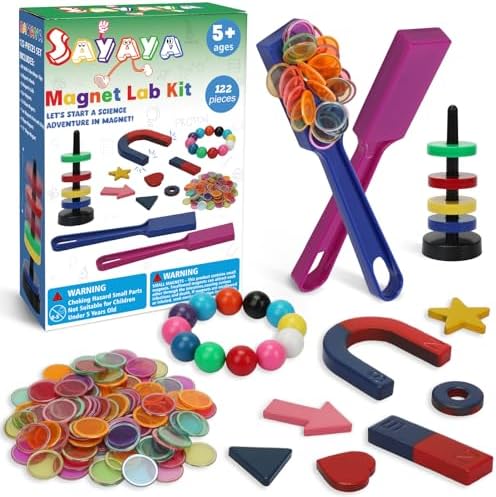 SAYAYA 122 PCS Magnetic Science Kit for Kids - Magnetic Balls, Bingo Wands with Chips, STEM Learning Set Magnet Toys for Classroom, Back to School Supplies, Educational Activities Gift for Boys Girls by SAYAYA