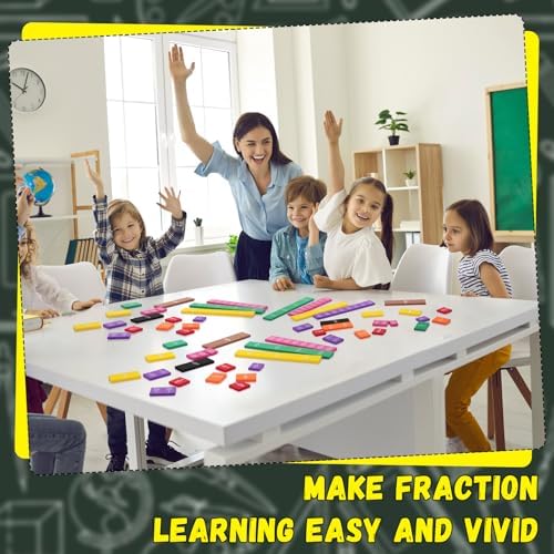 Sayglossy 6 Sets Fraction Tiles Set for Math Classroom Fractions Manipulatives Math Manipulatives for Home School Supplies - Image 6