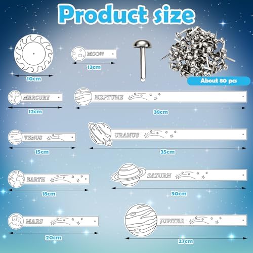 Glenmal 36 Set Solar System Model Kit Kids DIY Space Art Crafts, Blank - Image 2