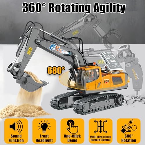 3-in-1 Remote Control Excavator Toy for Boys 3-5 4-7 6-8 9 10 12 Years Old - Image 5