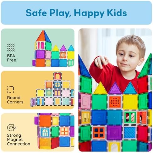 PicassoTiles Window and Door Clip On Magnetic Blocks Magnet Tiles Magnets Building Tile Construction Toy Set STEM Education Toys Learning Kit Stacking Block Playset Boys & Girls Age 3+ PT30 - Image 6