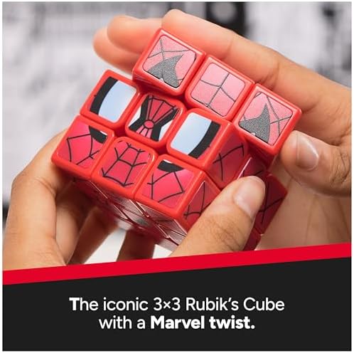 Rubik’s Cube, Spider-Man Cuber, Marvel Collectible Fidget Toy & Desk Decor, Problem-Solving Brain Teaser, Classic Color-Matching Puzzle, Sensory Puzzle for Fans of Marvel Rivals Ages 8 & Up - Image 3